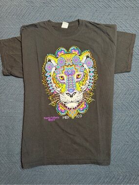 Vintage Yazbek Heavyweight Tiger Mandala Graphic Tee Shirt Puerto Vallarta 2XL